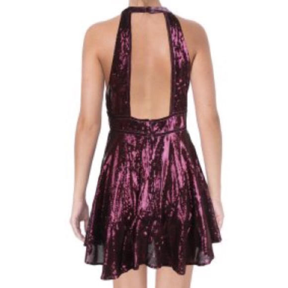 Free People Plum Film Noir Sequin Mini Dress - Picture 3 of 8